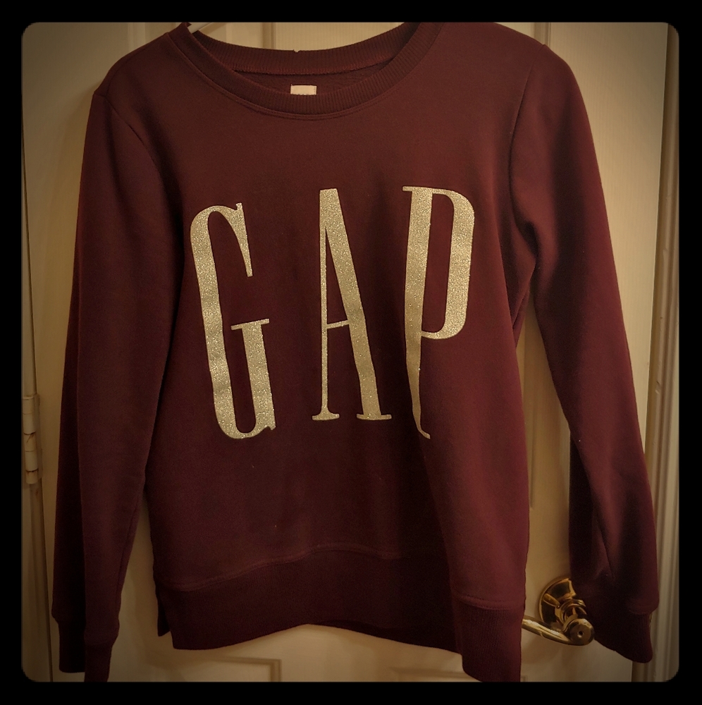 Burgundy GAP Sweatshirt Silver Sparkly Logo